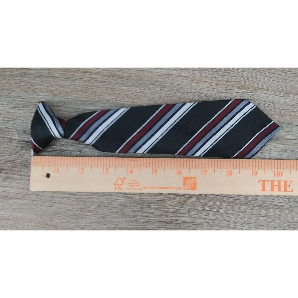 Boys Clip On Necktie 100% Polyester Multicolored Striped Tie